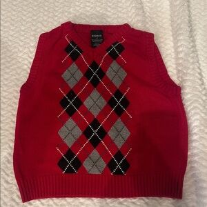 George Red Argyle Knit Vest girls size small